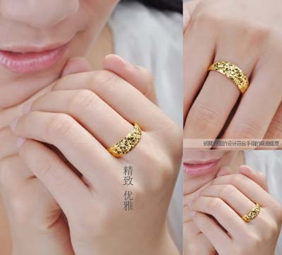 終身保色仿金對(duì)戒 黃金男戒女戒情侶金戒指 滿(mǎn)天星車(chē)花戒指 潮流戒指（7*7）
