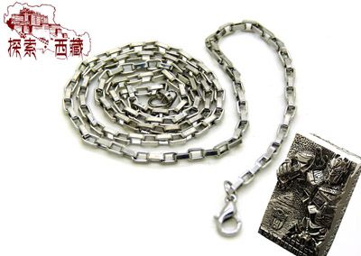 藏銀飾品 時(shí)尚韓版藏銀項(xiàng)鏈 男士鏈子 吊墜配鏈 子母-渾厚藏方鏈