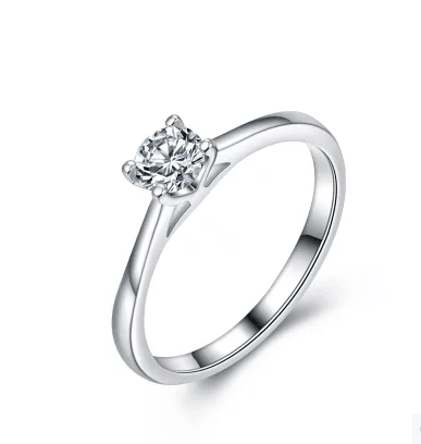 簡(jiǎn)約時(shí)尚鋯石仿真鉆戒33分結(jié)婚求婚4爪鉆戒鍍白金