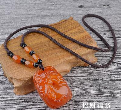 天然原創(chuàng)蜜蠟項(xiàng)鏈復(fù)古毛衣鏈配飾長款掛件民族風(fēng)琥珀招財(cái)?shù)鯄嬶椘妨鵆3-3-2
