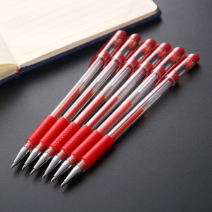 2304/箱 辦公簽字筆學(xué)生文具考試筆0.5MM子彈頭中性筆（紅色）六B43-4-5
