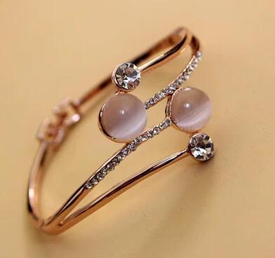 韓版高檔水晶貓眼石花朵手鐲女韓國鋯石手鏈手環(huán)手飾品生日禮物六C4-1-3