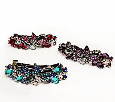 新款大號韓國捷克鉆水晶夾彈簧夾盤頭飾品頂夾馬尾夾C5-2-4