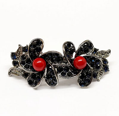 韓版水晶發(fā)夾古色飾品發(fā)飾蝴蝶結(jié)合金水鉆彈簧夾  C5-2-3