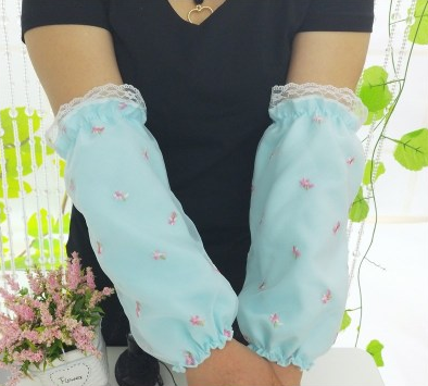 4號長款女士蕾絲雙層袖套辦公室防污防塵日用袖頭e10-1-2