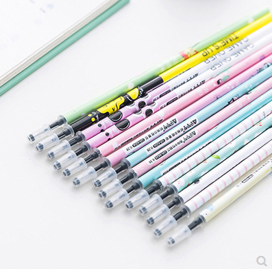 中性筆替芯水筆 筆芯0.38mm全針管黑色卡通小清新簽字筆學生文具六c1-1-1