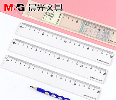 晨光簡系列20cm波浪直尺學生辦公繪圖測量工具高透明尺子ARL96275 B46-1-4