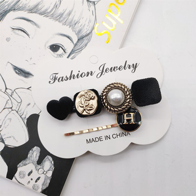 特價一對裝法式絲絨發(fā)夾女珍珠劉海夾邊夾C3-3-2