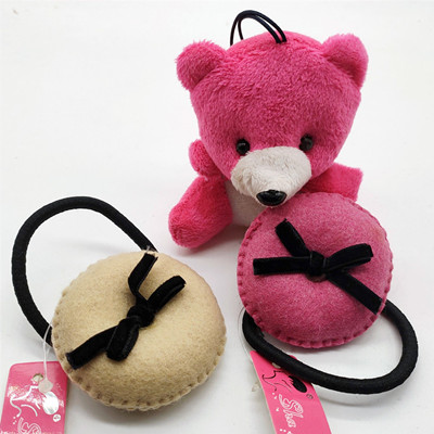 一對裝款ins蝴蝶結(jié)毛呢扎發(fā)皮筋韓版頭飾發(fā)飾六C4-2-5