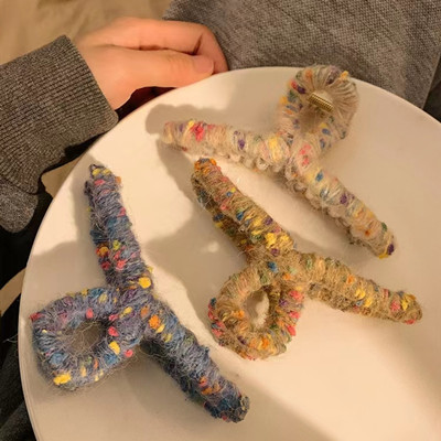 特價(jià)7號(hào)秋冬混彩毛線抓夾大號(hào)可愛(ài)毛絨鯊魚(yú)夾 C7-2-4