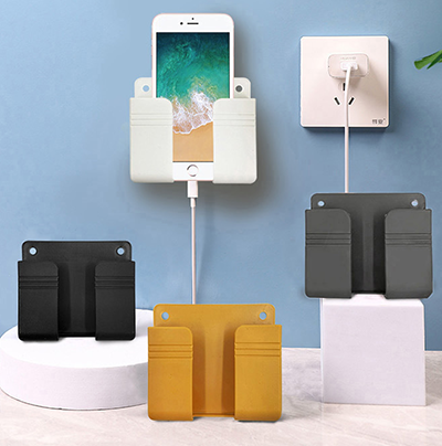 免打孔粘貼式手機(jī)充電收納架電視空調(diào)壁掛式遙控器收納盒置物架B41-2-2