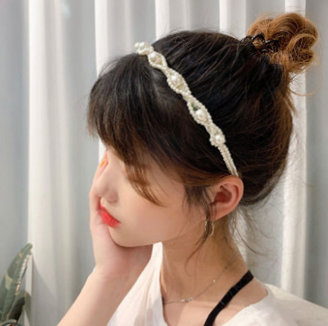 發(fā)箍復(fù)古風(fēng)塑料仿珍珠法式少女頭箍壓發(fā)編發(fā)發(fā)卡