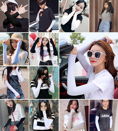 （直筒款、黑色）冰絲防曬袖套 夏季男女士冰袖手套a28-3-1