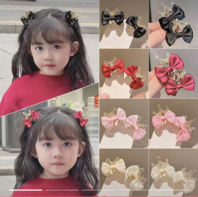 公主皇冠不傷發(fā)夾子女童蝴蝶結(jié)頭飾發(fā)抓（個(gè)）六C5-1-3