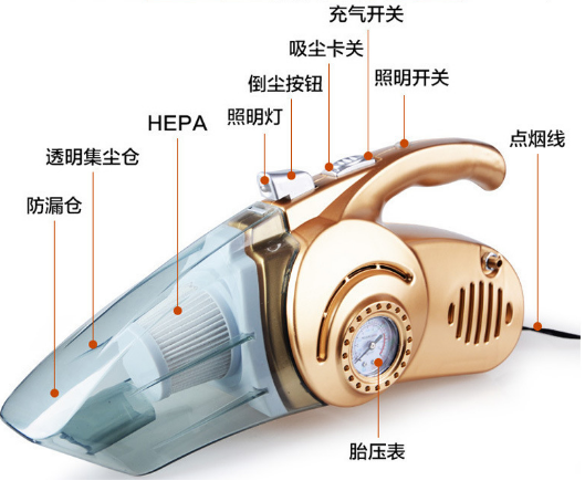 車載吸塵器車用家用干濕兩用四合一大功率汽車車載充氣泵六B31-1-3