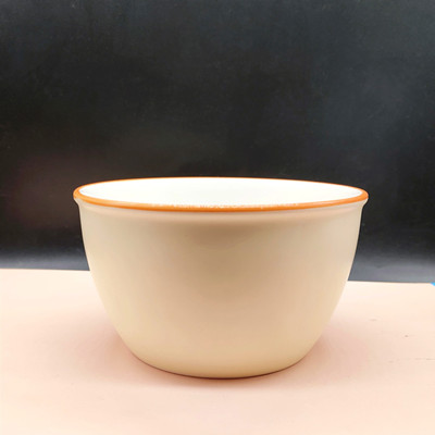 （一等）4.5寸韓國簡約鳳橘色粗邊韓式陶瓷米飯碗家用碗六A5-1-1
