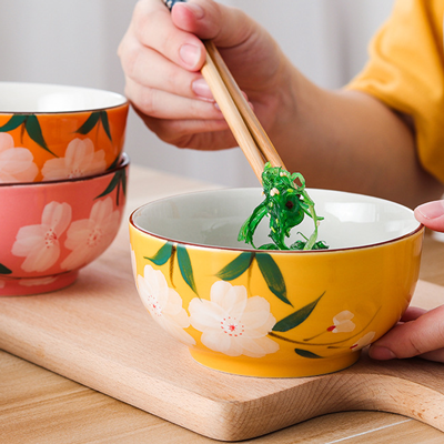 （二級）4.5寸彩繪韓式飯碗 創(chuàng)意手繪釉下彩 餐廳商用碗 陶瓷泡面碗青花碗粥碗飯 120/件（運(yùn)輸破損自理無售后）六A6-2-1