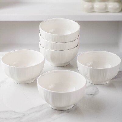 （二等）4.5寸純白米飯碗家用2024新款陶瓷吃飯小碗釉下彩餐具六A6-3-1