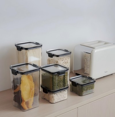 （盒裝）1300ml密封罐五谷雜糧廚房收納盒食品級(jí)透明塑料罐 60/箱