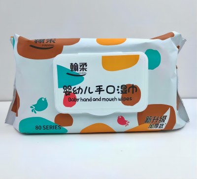 HR-1224嬰兒濕巾80片 加大加厚手口蓋裝抽取式80抽大包不連抽不易變形濕紙巾30/件B4-2-1