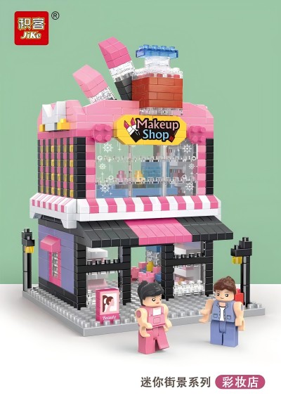 JK-JM012迷你街景彩妝店系列微顆粒拼裝積木 80盒/箱六B1-2-2